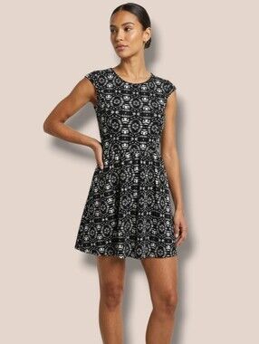 Enough About Me Women's Black/White Geometric Tribal Print Mini Dress